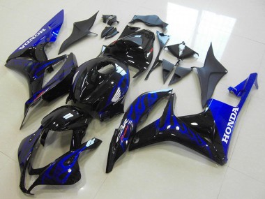 Billige Honda CBR600RR Motorrad Verkleidung 2007-2008 - Glanzendes Schwarz Blau Flamme