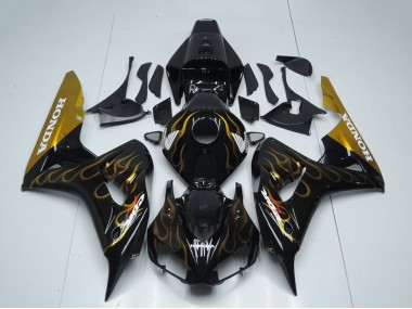 Billige Honda CBR1000RR Motorrad Verkleidung 2006-2007 - Glanzendes Schwarz Gold Flamme