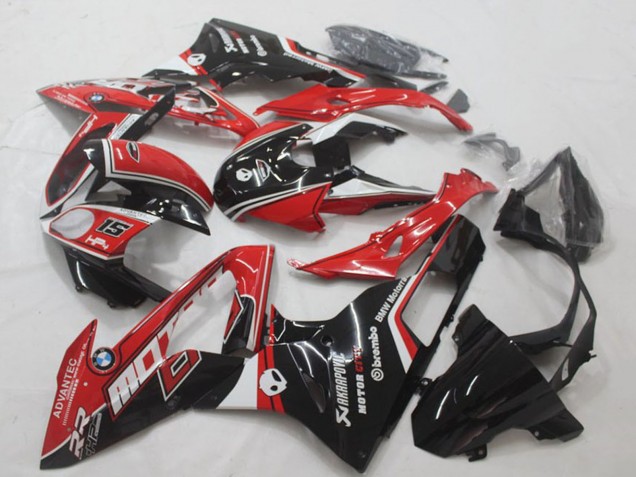 Billige BMW S1000RR Motorrad Verkleidung 2015-2016 - Weiss Rot Glanzendes Schwarz