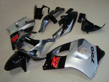 Billige Suzuki GSXR 750 Motorrad Verkleidung 1996-2000 - Glanzendes Schwarz Silber
