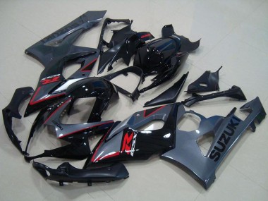 Billige Suzuki GSXR 1000 Motorrad Verkleidung 2005-2006 - Glanzendes Schwarz Matt Schwarz Rot