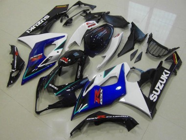 Billige Suzuki GSXR 1000 Motorrad Verkleidung 2005-2006 - Weiss Blau Glanzendes Schwarz