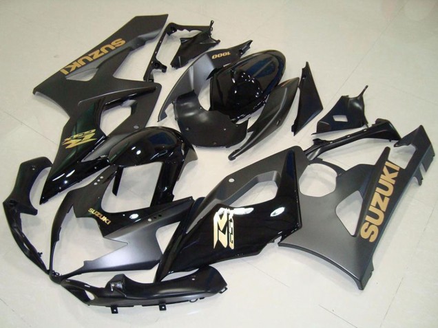 Billige Suzuki GSXR 1000 Motorrad Verkleidung 2005-2006 - Glanzendes Schwarz Matt Schwarz Gold Aufkleber