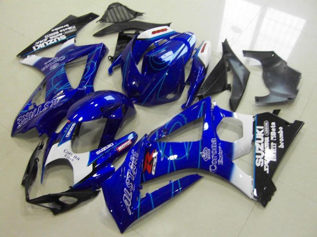Billige Suzuki GSXR 1000 Motorrad Verkleidung 2007-2008 - Blau Weiss Schwarz Corona