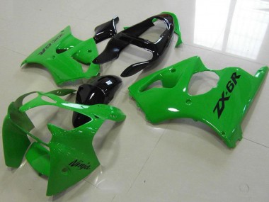 Billige Kawasaki ZX6R Motorrad Verkleidung 2000-2002 - Grun Glanzendes Schwarz