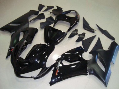 Billige Kawasaki ZX6R Motorrad Verkleidung 2005-2006 - Glanzendes Schwarz Matt Schwarz Silber Rot