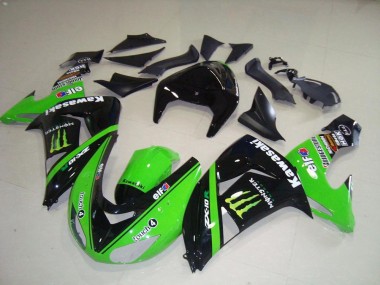 Billige Kawasaki ZX10R Motorrad Verkleidung 2006-2007 - Grun Silber Glanzendes Schwarz Monster