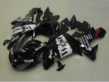 Billige Kawasaki ZX10R Motorrad Verkleidung 2006-2007 - Glanzendes Schwarz Weiss West Rot