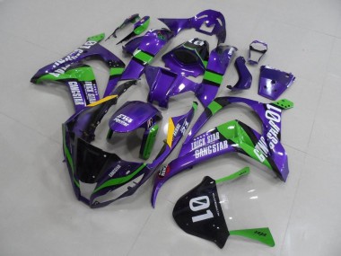 Billige Kawasaki ZX10R Motorrad Verkleidung 2011-2015 - Lila Grun Schwarz Weiss Trick Star GangStern EVA Rennen 01