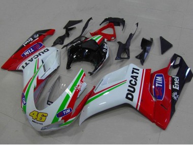 Billige Ducati 848 1098 1198 Motorrad Verkleidung 2007-2014 - Weiss Rot Grun Glanzendes Schwarz Gelb 46