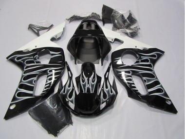 Billige Glänzendes Schwarz Weiß Flamme 1998-2002 Yamaha YZF R6 Motorrad Verkleidung