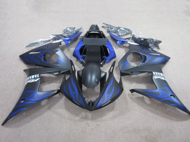 Billige Matt Schwarz Blau Flamme 2003-2004 Yamaha YZF R6 Motorrad Verkleidung