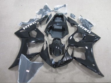 Billige Yamaha YZF R6 Motorrad Verkleidung 2003-2004 - Glanzendes Schwarz Weiss Aufkleber