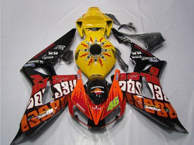 Billige Gelb Orange Glänzendes Schwarz Rossi Repsol 46 2006-2007 Honda CBR1000RR Motorrad Verkleidung