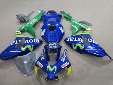 Billige Blau Grün Gelb MoviStar Castrol 2006-2007 Honda CBR1000RR Motorrad Verkleidung