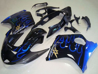Billige Glänzendes Schwarz Blau Flamme 1996-2007 Honda CBR1100XX Blackbird Abs Motorrad Verkleidungen