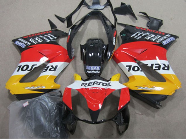 Billige Gelb Weiß Rot Glänzendes Schwarz Repsol 2002-2013 Honda VFR 800 Motorrad Verkleidung