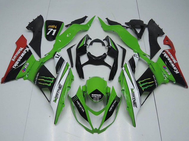 Billige Grün Weiß Schwarz Rot Monster 2013-2018 Kawasaki ZX6R Motorrad Verkleidung
