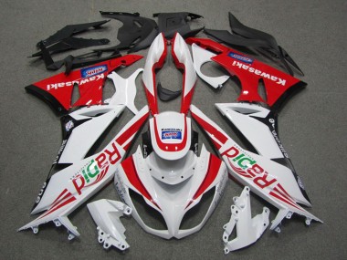 Billige Kawasaki ZX6R Motorrad Verkleidung 2009-2012 - Weiss Rot Schwarz Rapid