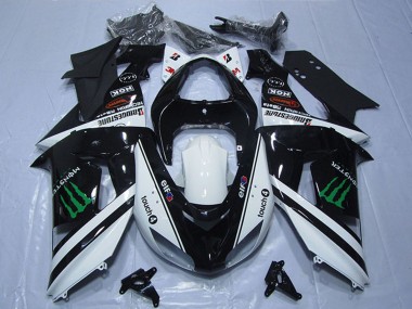 Billige Schwarz Weiß Monster Touch4 2007-2008 Kawasaki ZX6R Motorrad Verkleidung