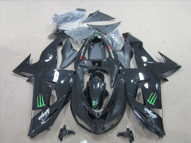 Billige Schwarz Ninja Grün Monster 2007-2008 Kawasaki ZX6R Motorrad Verkleidung
