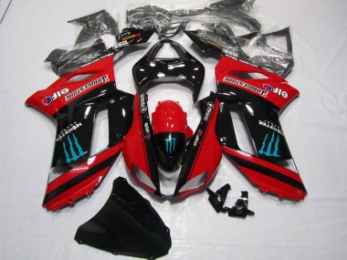 Billige Kawasaki ZX6R Motorrad Verkleidung 2007-2008 - Rot Schwarz Monster