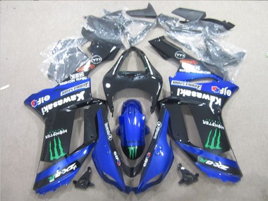 Billige Schwarz Blau Grün Monster 2007-2008 Kawasaki ZX6R Motorrad Verkleidung