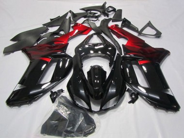Billige Schwarz Rot 2007-2008 Kawasaki ZX6R Motorrad Verkleidung