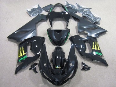 Billige Glänzendes Schwarz Gelb Monster 2005-2006 Kawasaki ZX6R Motorrad Verkleidung