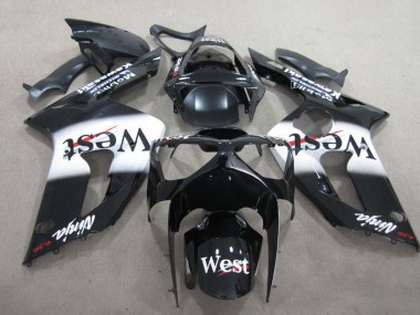 Billige Glänzendes Schwarz Weiß West 2003-2004 Kawasaki ZX6R Motorrad Verkleidung