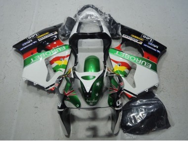 Billige Weiß Grün Rot Gelb Schwarz Stern EuroBet 2000-2002 Kawasaki ZX6R Motorrad Verkleidung