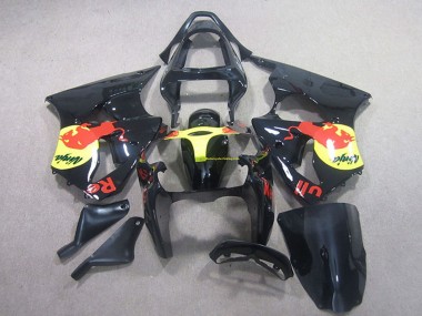 Billige Glänzendes Schwarz Gelb Red Bull 2000-2002 Kawasaki ZX6R Motorrad Verkleidung