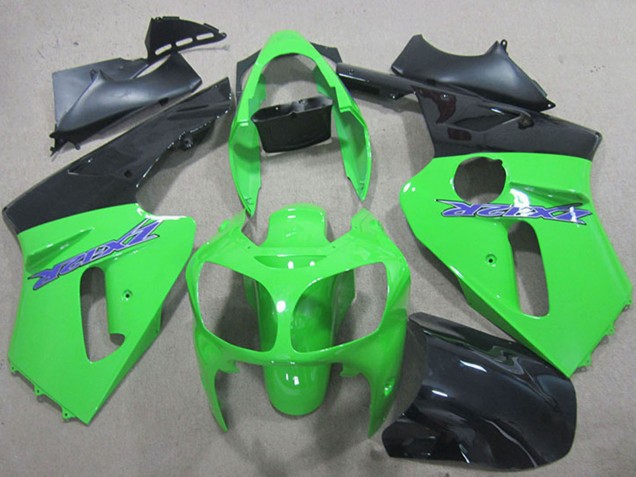 Billige Kawasaki ZX12R Motorrad Verkleidung 2000-2001 - Grun Matt Schwarz Blau