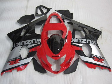 Billige Suzuki GSXR 600 Motorrad Verkleidung 2004-2005 - Rot Silber Glanzendes Schwarz