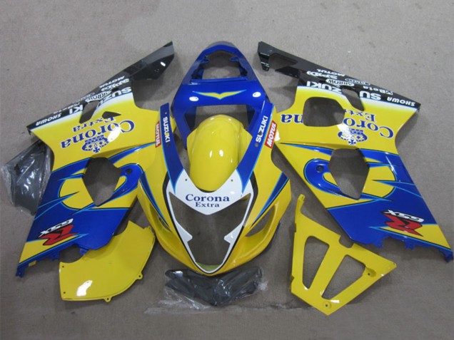 Billige Gelb Blau Weiß Schwarz Corona Extra 2004-2005 Suzuki GSXR 600 Motorrad Verkleidung