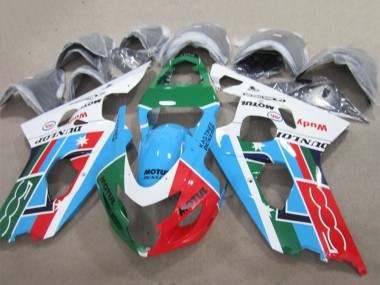 Billige Weiß Blau Grün Rot Motul 2004-2005 Suzuki GSXR 600 Motorrad Verkleidung