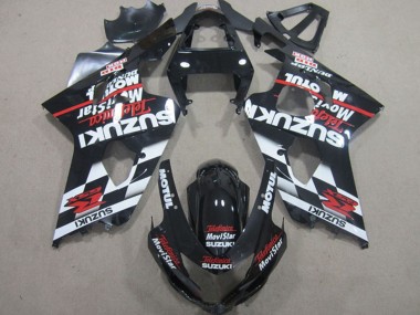Billige Suzuki GSXR 600 Motorrad Verkleidung 2004-2005 - Glanzendes Schwarz Rot Weiss Telefonica MoviStar