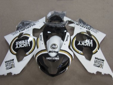 Billige Suzuki GSXR 600 Motorrad Verkleidung 2004-2005 - Weiss Schwarz Lucky Strike Motul