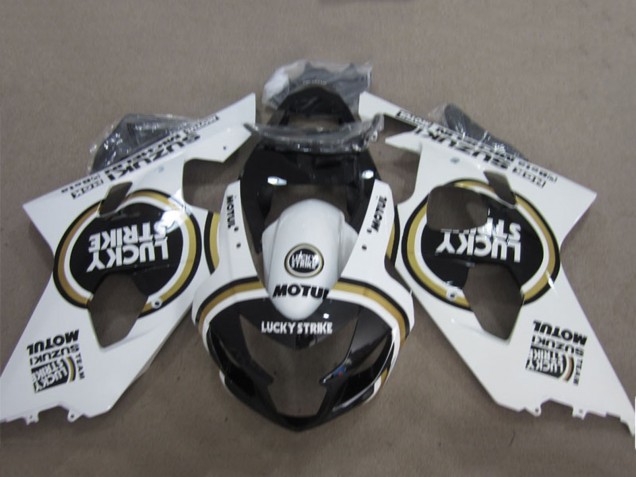 Billige Suzuki GSXR 600 Motorrad Verkleidung 2004-2005 - Weiss Schwarz Lucky Strike Motul