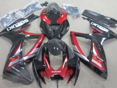 Billige Glänzendes Schwarz Rot Silber 2006-2007 Suzuki GSXR 600 Motorrad Verkleidung