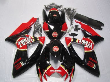 Billige Glänzendes Schwarz Rot Weiß Lucky Strike Motul 2006-2007 Suzuki GSXR 600 Motorrad Verkleidung