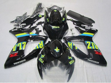 Billige Glänzendes Schwarz Gelb Rizla Rot 2006-2007 Suzuki GSXR 600 Motorrad Verkleidung