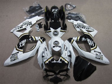Billige Weiß Schwarz Motul Lucky Strike 2008-2010 Suzuki GSXR 600 Motorrad Verkleidung