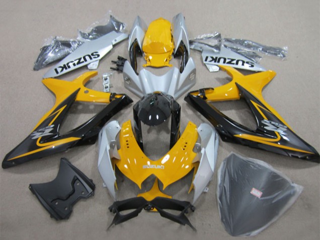 Billige Gelb Silber Glänzendes Schwarz 2008-2010 Suzuki GSXR 600 Motorrad Verkleidung