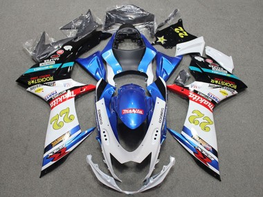 Billige Suzuki GSXR 600 Motorrad Verkleidung 2011-2024 - Blau Weiss Rot Schwarz RockStar 22
