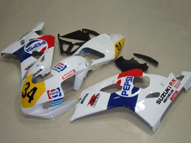 Billige Weiß Blau Rot Gelb Pepsi 34 2004-2005 Suzuki GSXR 750 Motorrad Verkleidung