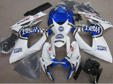 Billige Weiß Blau Michelin Motul Lucky Strike 2006-2007 Suzuki GSXR 750 Motorrad Verkleidung