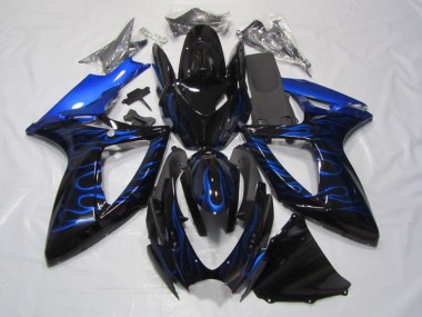 Billige Glänzendes Schwarz Blau Flamme 2006-2007 Suzuki GSXR 750 Motorrad Verkleidung