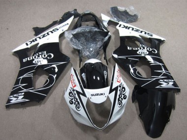 Billige Suzuki GSXR 1000 Motorrad Verkleidung 2003-2004 - Weiss Glanzendes Schwarz Corona Extra Motul