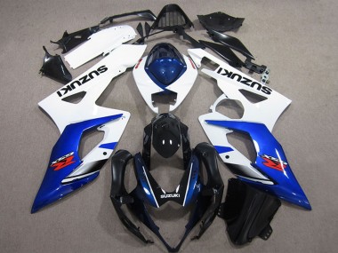 Billige Suzuki GSXR 1000 Motorrad Verkleidung 2005-2006 - Weiss Blau Glanzendes Schwarz